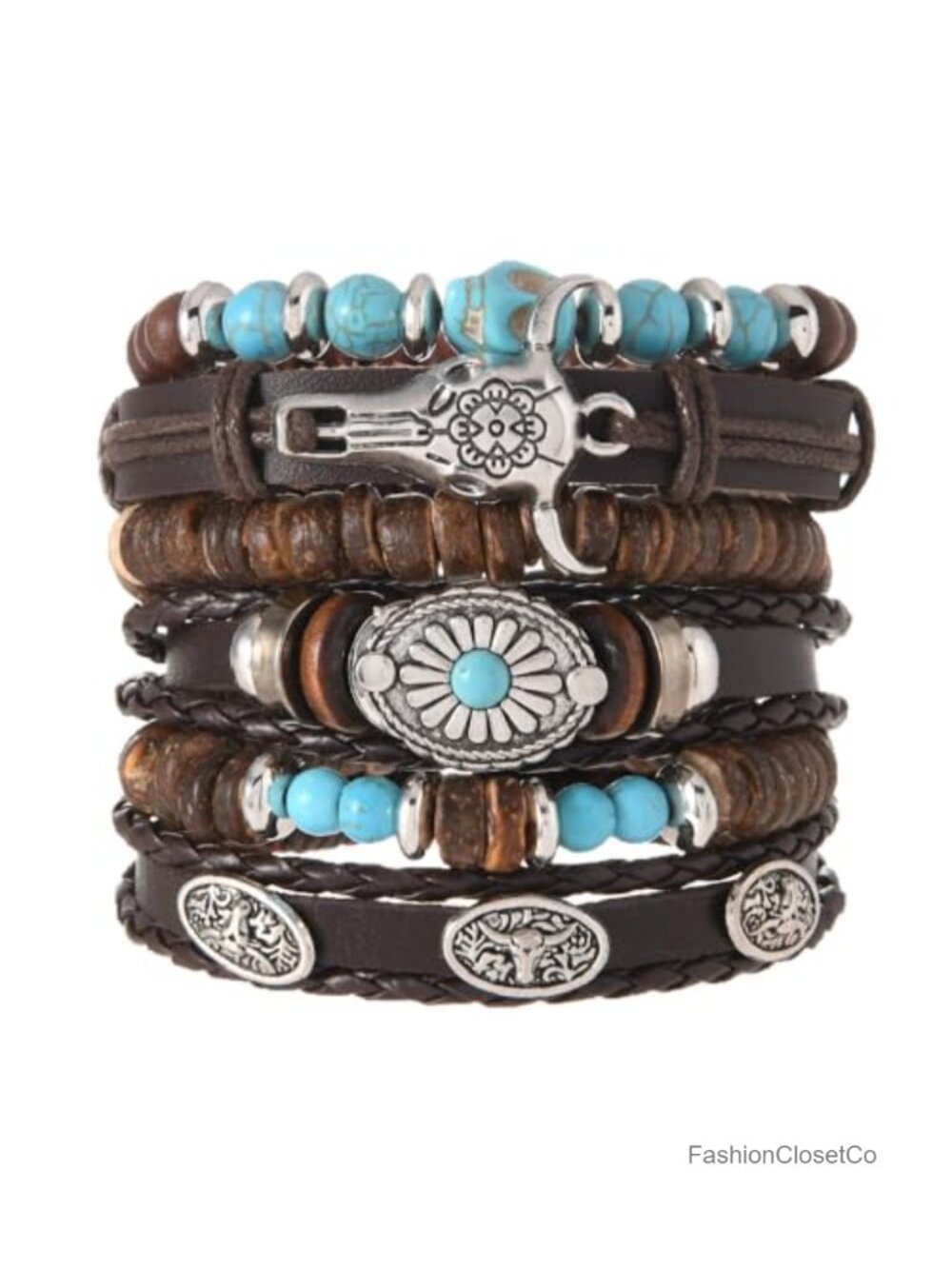 Western Turquoise Beaded Bracelet Stackable Strand Bracelet Boho Cowgirl Jewelry
